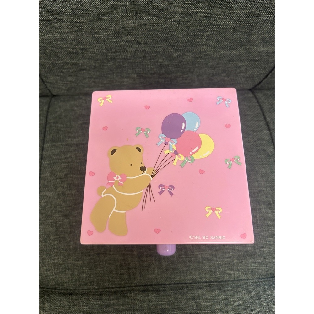Vintage 1990 Sanrio Tweedle Dee Dee Teddy Bear Jewelry Box Mirror Lid Organizer - Picture 2 of 16